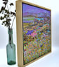A framed painting of wildflowers - Scottish coastline - the machair - acrylics