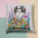 sublimated lovely watercolour designed  japanese chin cushion 40 cm x 40 cm 