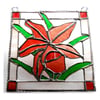 Orchid Stained Glass Suncatcher Rose Red Framed 002