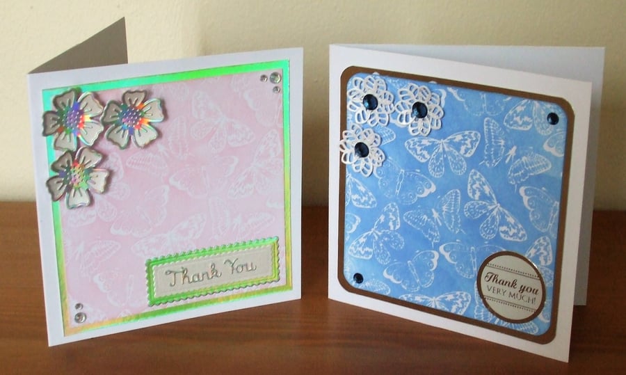 Thank You Cards, Pack of 2 Blue & Pink