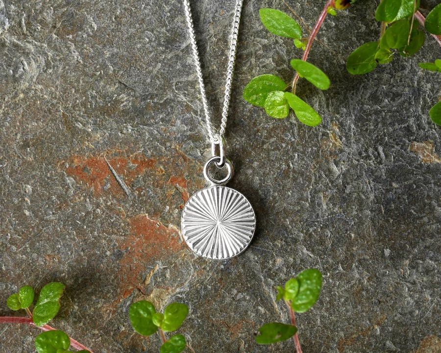 Hand Engraved Silver Pendant Necklace