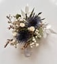 Dried Blue Thistle Buttonhole Boho Wedding,Everlasting, Natural Boutonniere 