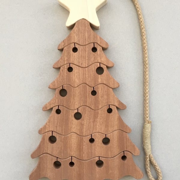 Christmas Tree Trivet in Sapele and Tulipwood