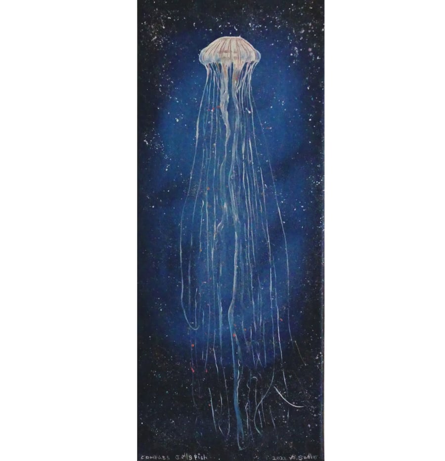 Jellyfish Oil Painting Sea Life Wall Art Underwater Ocean Life Fantasy Canvas 