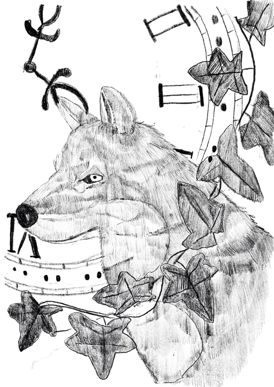 Wolf ivy and clock