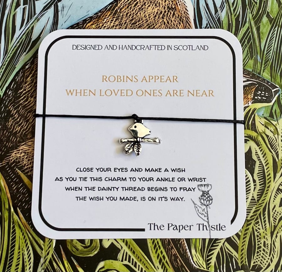  Robin Charm Wish Strings -personalised