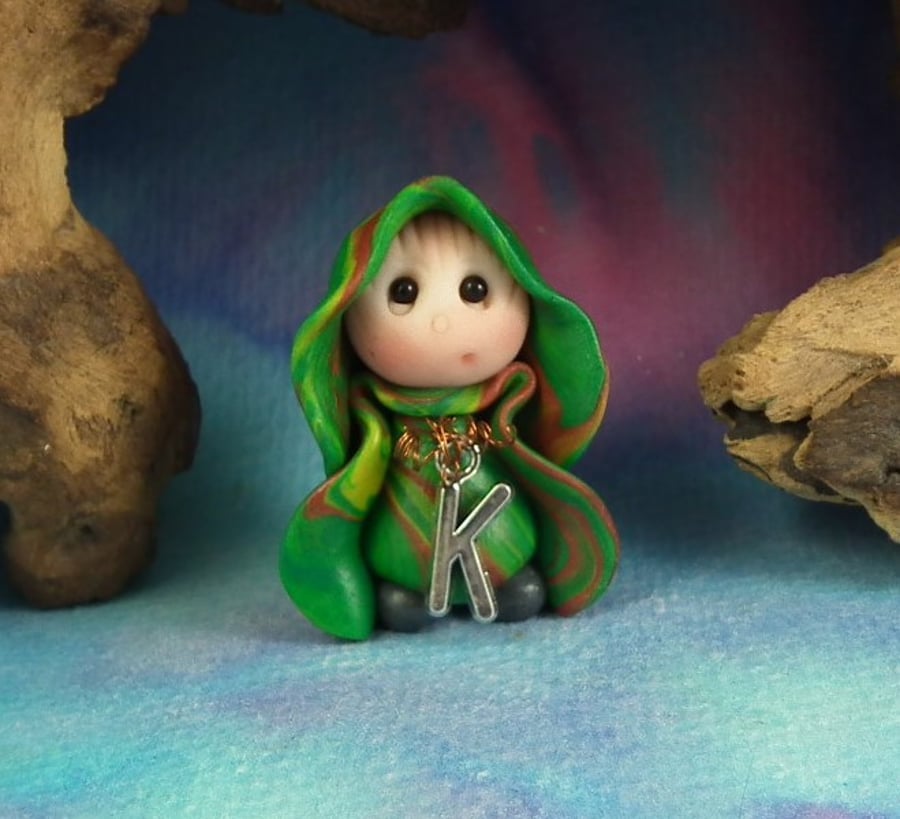 Spring Sale ...Alphabet Initial Gnome choice of letter OOAK Sculpt by Ann Galvin