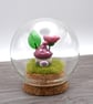 small glass pink toadstool fairy house keepsake