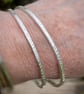 Silver Bangle, patterned oval bangle - Image 7