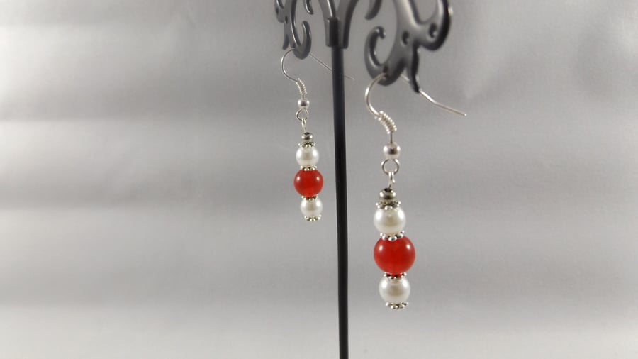 pearl and agate earrings