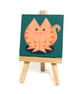 Ginger Cat Miniature Painting - original art on teal mini canvas, cat lover gift - Image 5