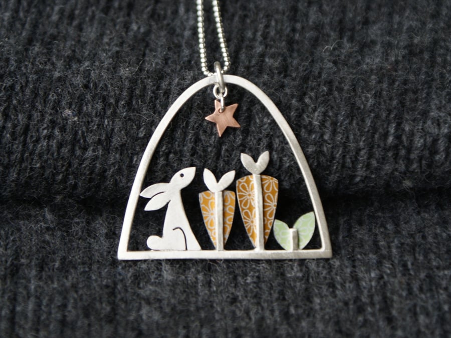 Rabbit and carrot necklace