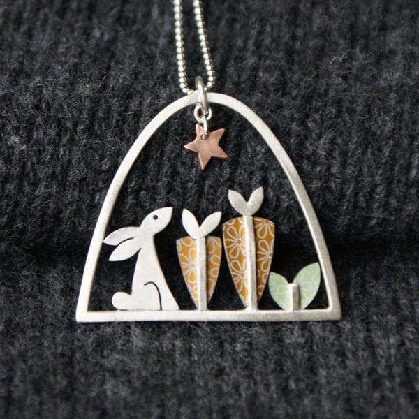 Rabbit and carrot necklace
