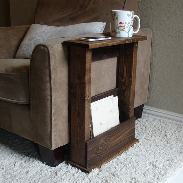 Solid Wood Narrow Side Table with Storage - 50cm High