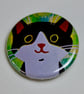 LITTLE BLACK AND WHITE CAT ON GREEN BADGE  - Image 1