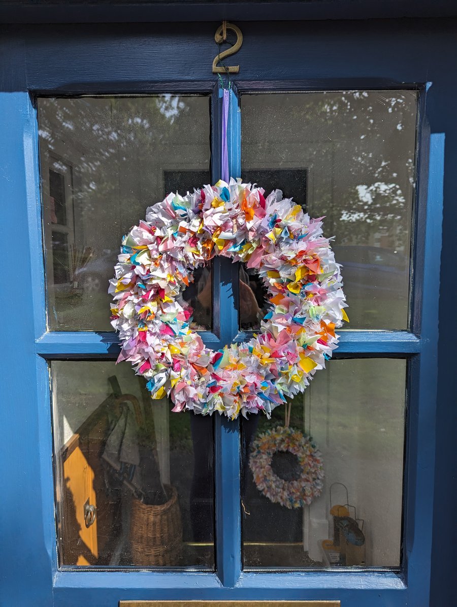 Handmade Upcycled Guilt Free Wreath sweetie colour mix