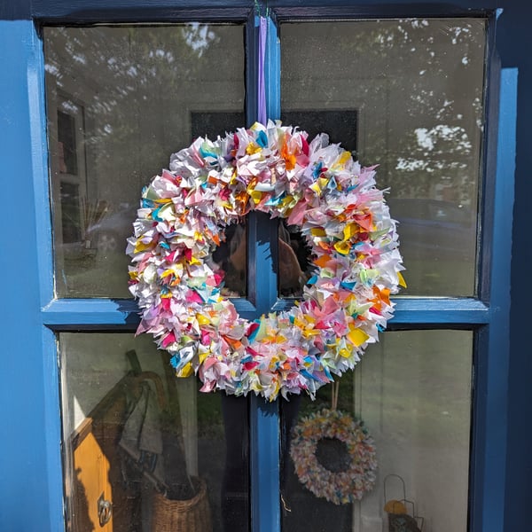 Handmade Upcycled Guilt Free Wreath sweetie colour mix