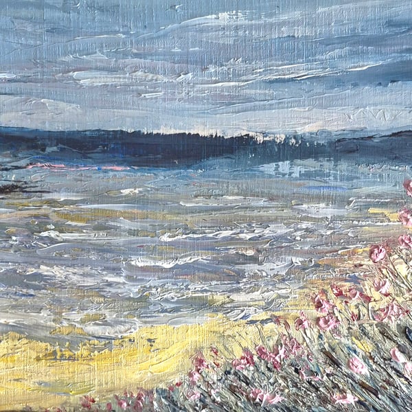 'Chilling by the sea', a seascape in oils