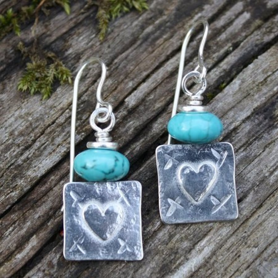 Love & Kisses - silver and turquoise earrings 
