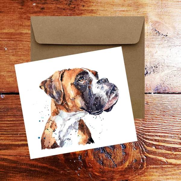 German Boxer Dog Square Greeting Card-German Boxer Dog card,German Boxer Dog car