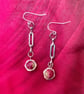 Silver Paperclip Chain Bead Earrings. - Image 3