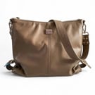Juliette - Handcrafted Taupe Grey Leather Slouch Bag