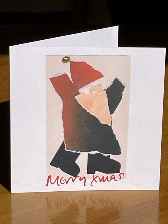 Father Xmas; colourful 13.5 cm square Christmas card, blank inside