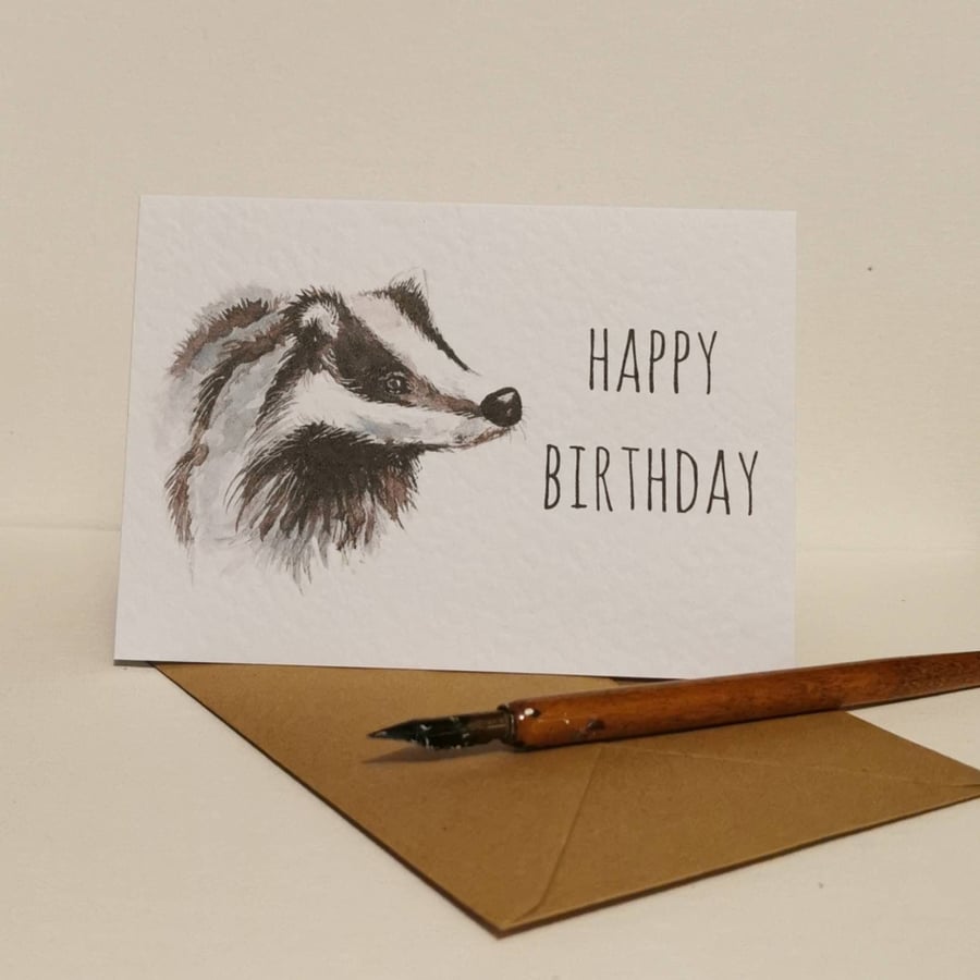 Personalised Badger Card Greetings Card Badger teacher Card Illustrated card Bla