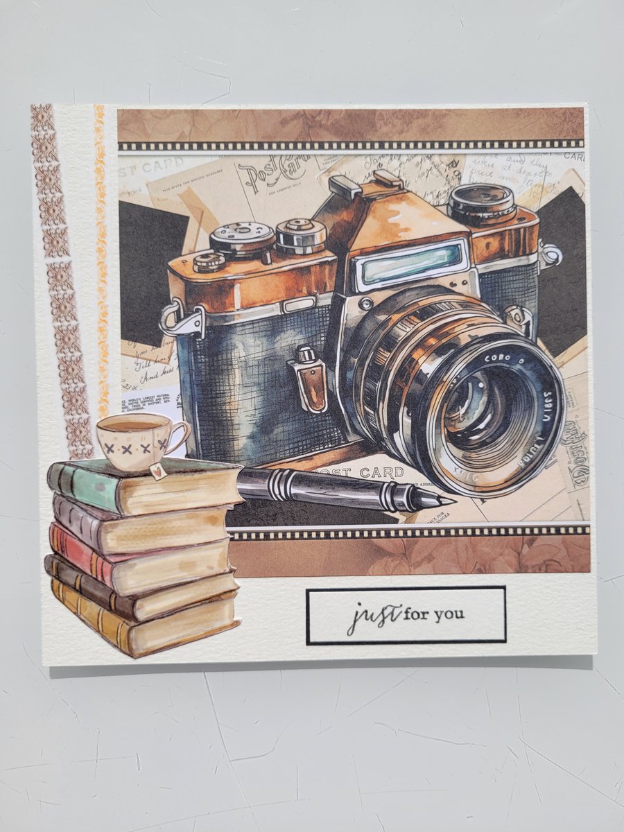 Camera Decoupage Greetings card - Birthday, Graduation, Retirement, Congrats