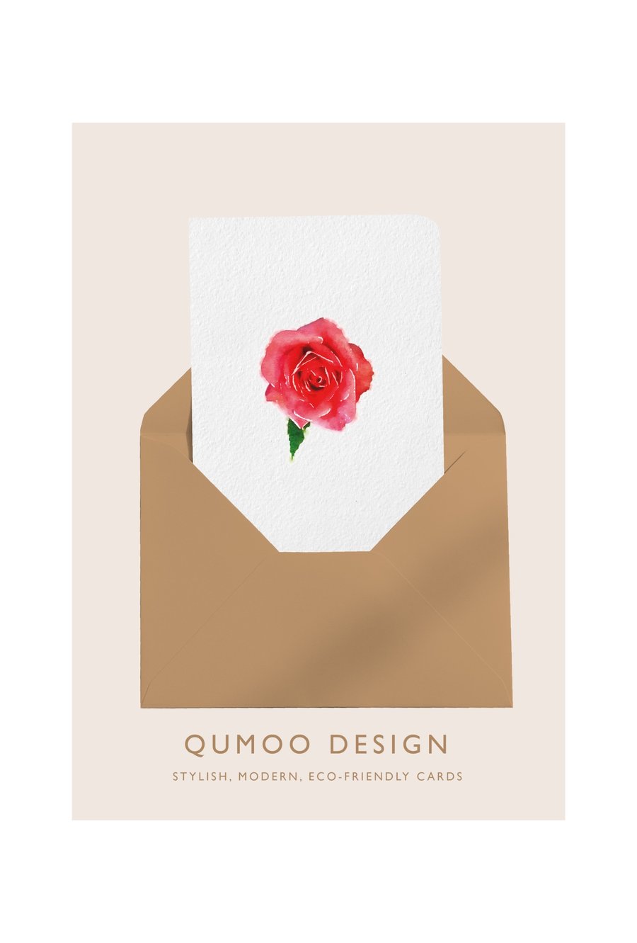 Red rose flowers Greetings Card Wedding (QM 340)