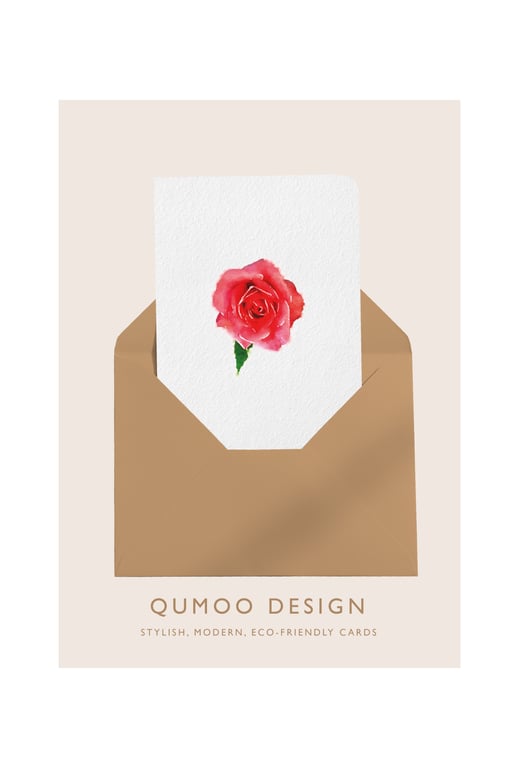 Red rose flowers Greetings Card Wedding (QM 340)