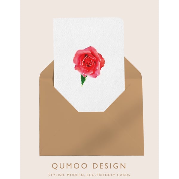 Red rose flowers Greetings Card Wedding (QM 340)