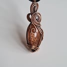 Natural Orange Sunstone & Copper Necklace Pendant Gift Crystal Jewellery Jewelry