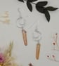 Silver Crescent Moon Charm Dangle Earrings with Champagne Aura Quartz Points - Image 1