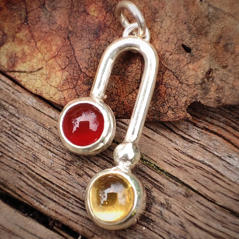 Sterling silver pendant with citrine and hessonite 