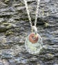 Silver and Copper Hammered Oval Pendant - Image 1