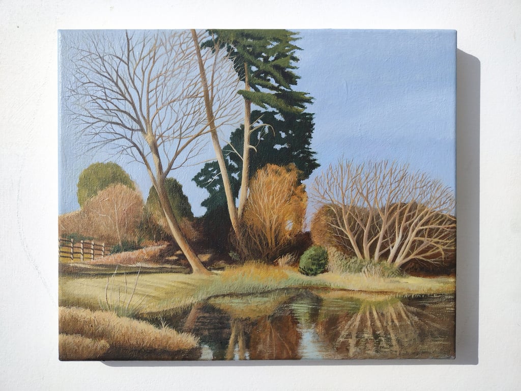 Edge of the Lake (Original Painting, Landscape, 10 x 12" Canvas)