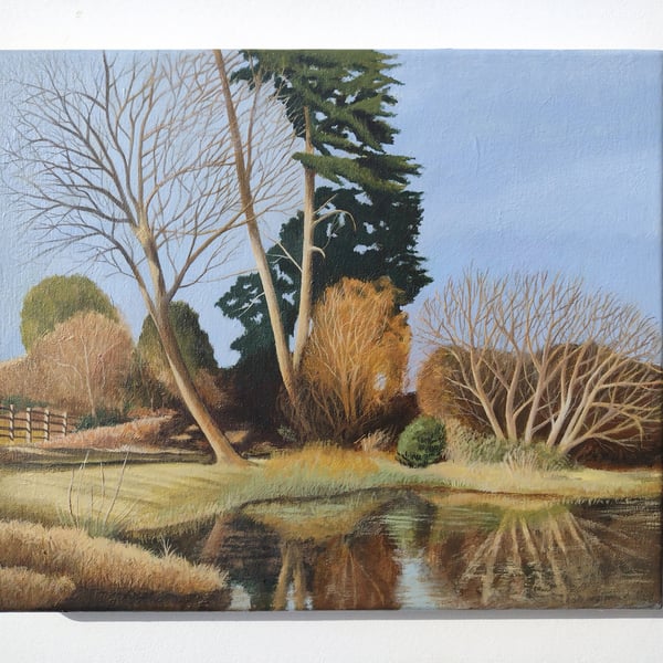 Edge of the Lake (Original Painting, Landscape, 10 x 12" Canvas)