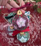 Pink Hellebore (Christmas Rose) hand-painted ceramic Christmas bauble