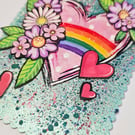 Cute polkadot rainbow layered heart painting