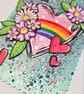 Cute polkadot rainbow layered heart painting