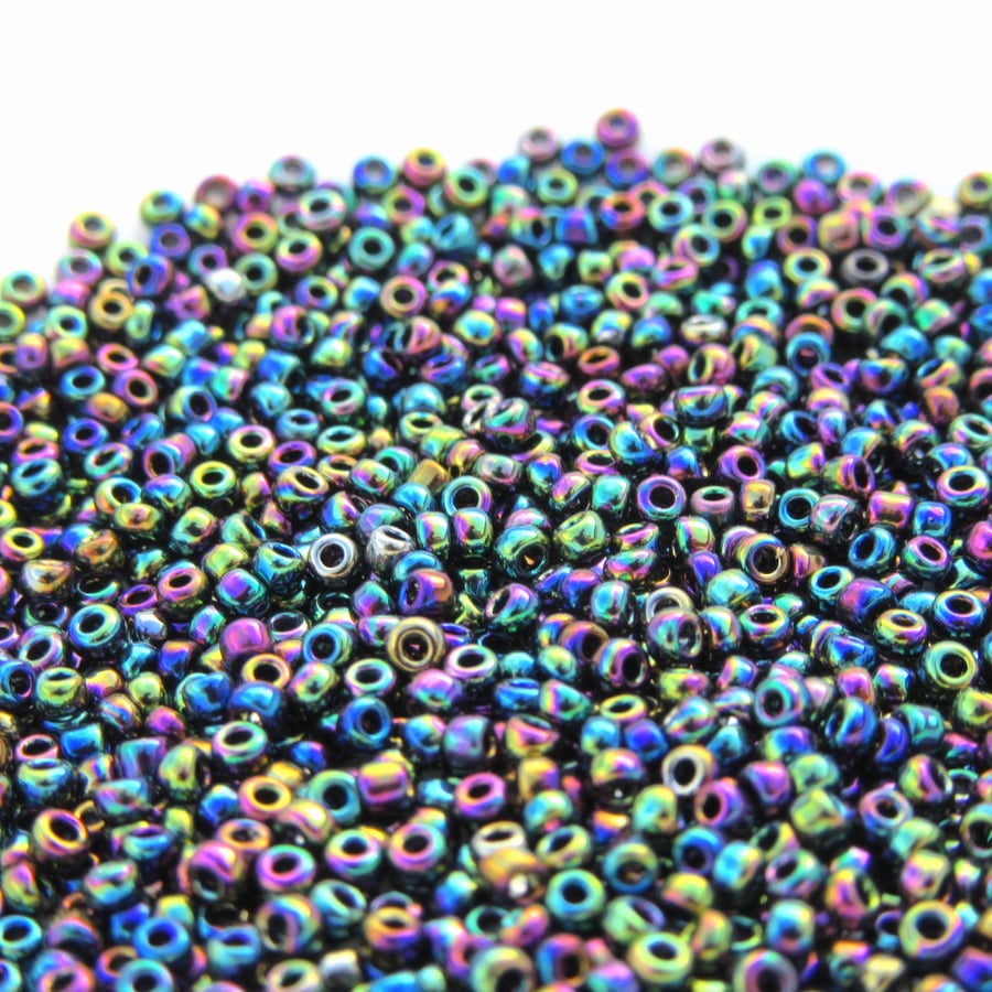 Iridescent Petrol Seed Beads