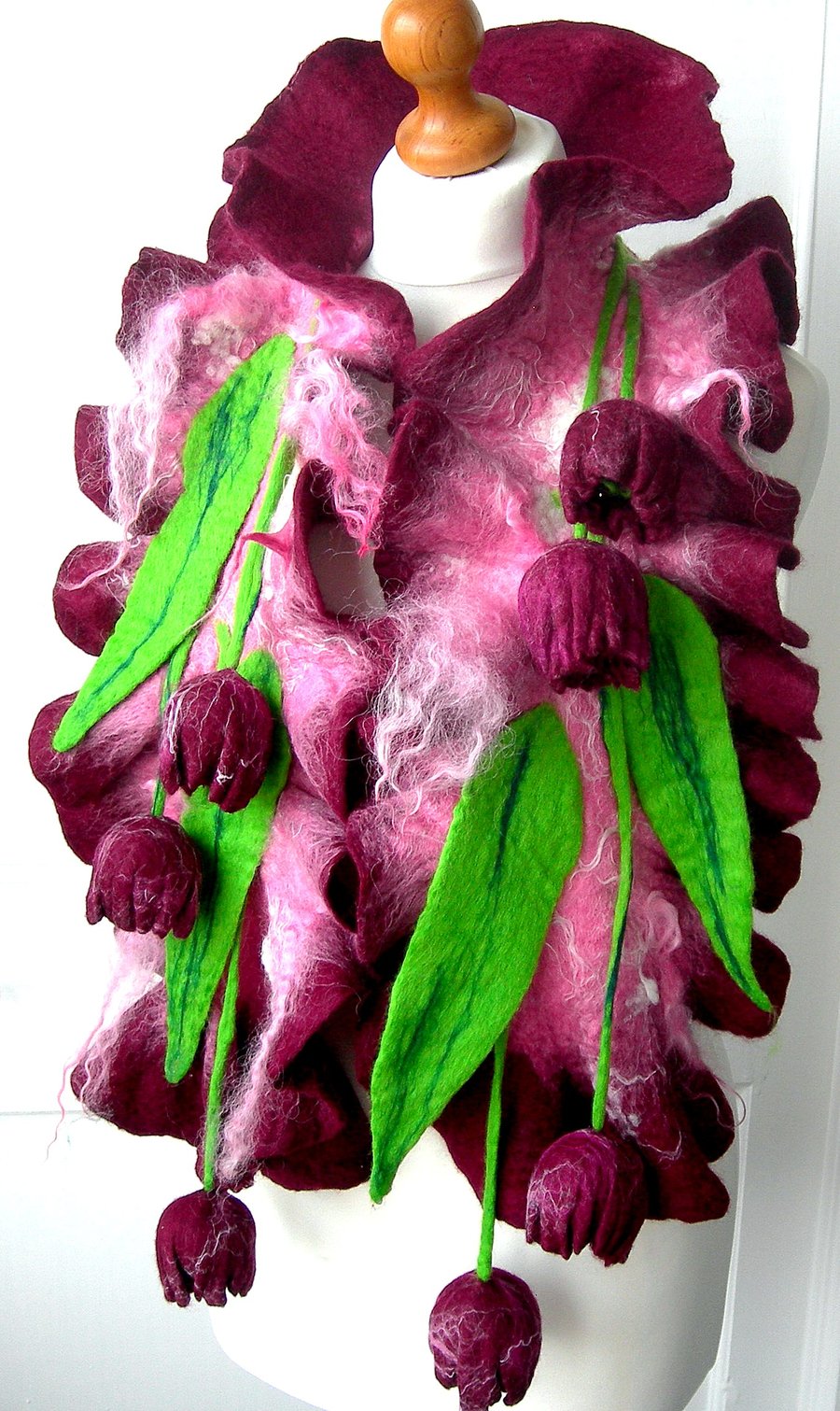    Hand Felted, Wool Jewelry felted SCARF -100% WOOL MERINO