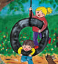 The Tire Swing original painting. Children at play - Image 2