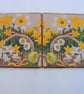 Set of 2 ceramic daffodil square coasters.