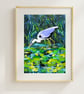 Bird art print Heron acrylic painting  - Image 1
