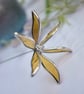 Stained Glass Flower - Handmade 3D Yellow Clematis - Silver Finish - Image 3