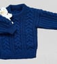 Hand Knitted Neutral Gender Childs Jumper In Royal Blue To Fit Age 3 - 4 years