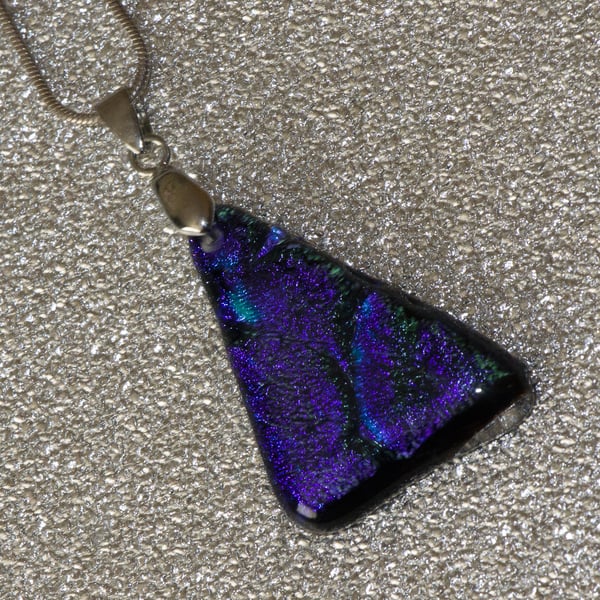 Purple, Black and Turquoise Dichroic Glass Pendant - 1241