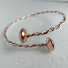 Twist bangle, mixed metals, sterling silver and copper, adjustable